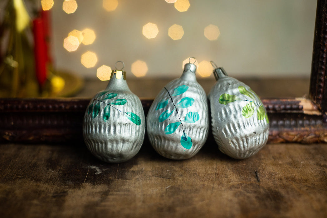 Vintage Hedgehog Glass Ornament, Retro Woodland Christmas