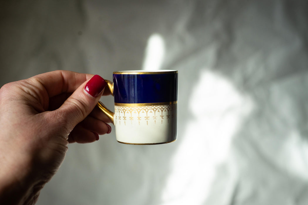 Vintage Bone China Coffee Cup & Saucer, 1960s European Gold Rim Tea Set