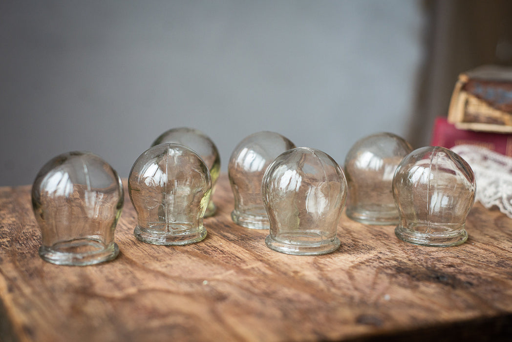 Vintage Cupping Jars, Clear Glass Set of 3 Medical Collectible
