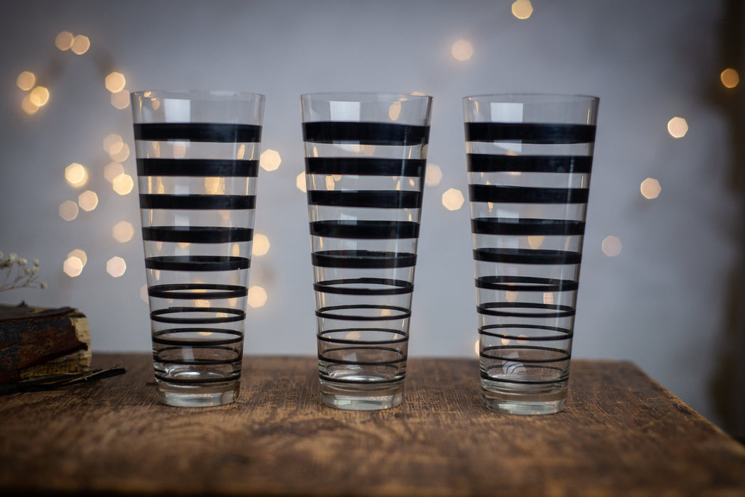 1980s Striped Drinking Glass – Yellow or Black