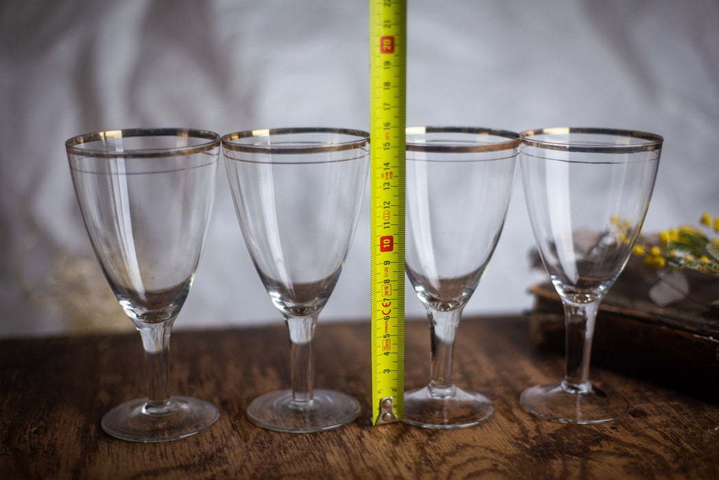 Vintage Gold Rim Wine Glasses – Set of 4