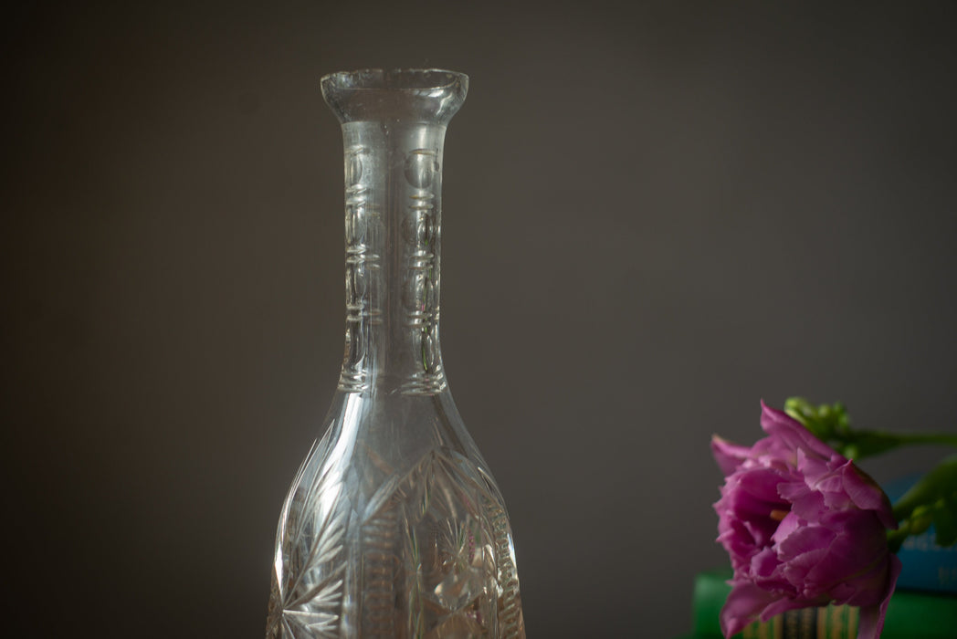 Vintage Cut Crystal Decanter – Glass Barware Bottle