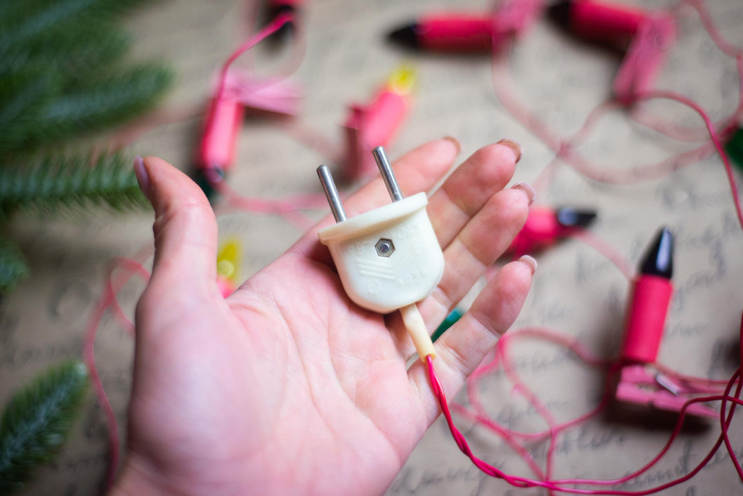 Vintage Pink Clip On Candle Lights, Retro Christmas Tree Garland, Working String Lights