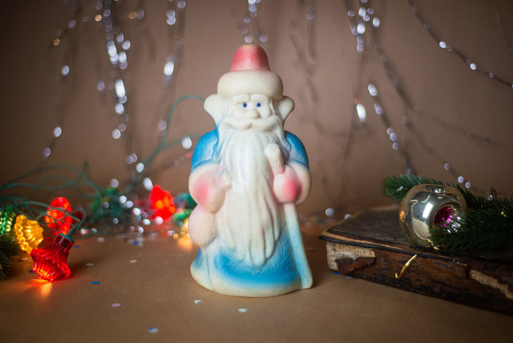 Vintage Santa Claus Rubber Figurine, Rustic Christmas