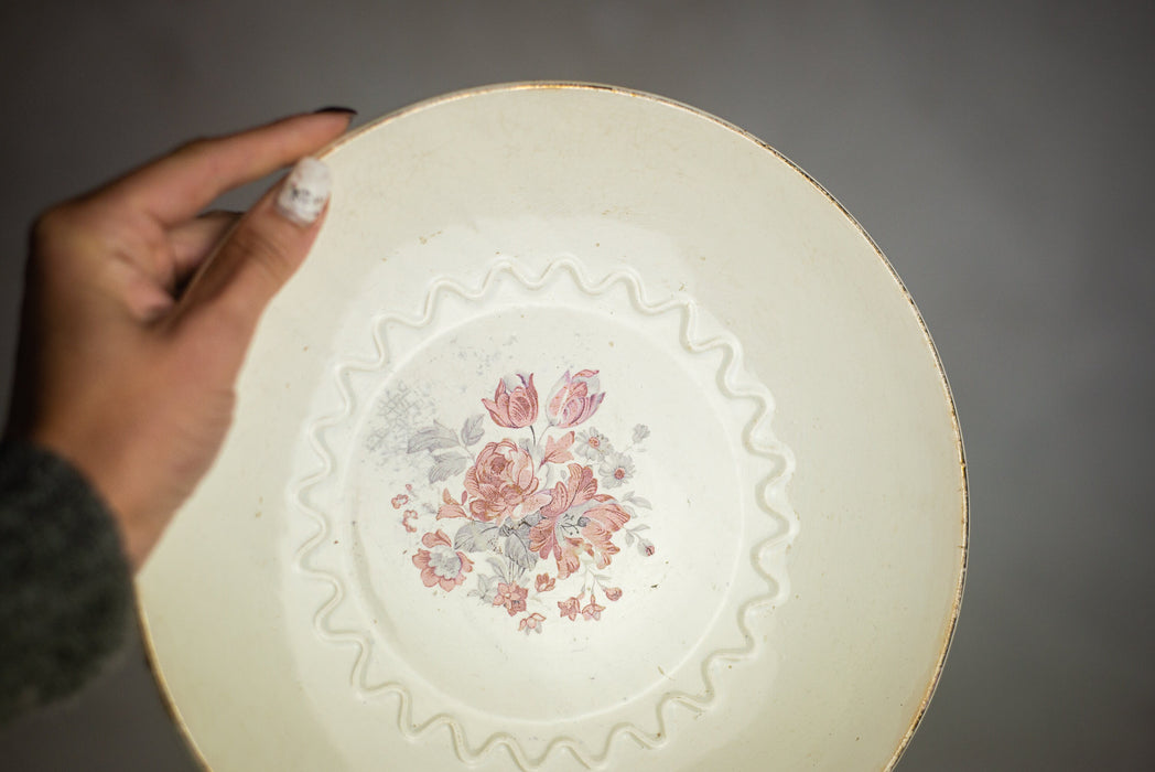 Vintage Ceramic Plate - Large Porcelain Serving Plate With Floral Design
