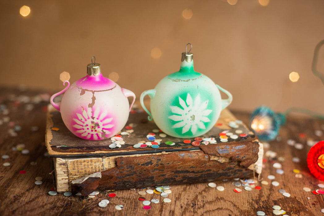 Vintage Glass Kettle Ornament, Rustic Christmas Tree