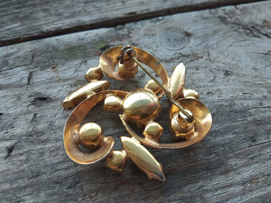 Yellow crystals brooch, vintage 70th statement brooch