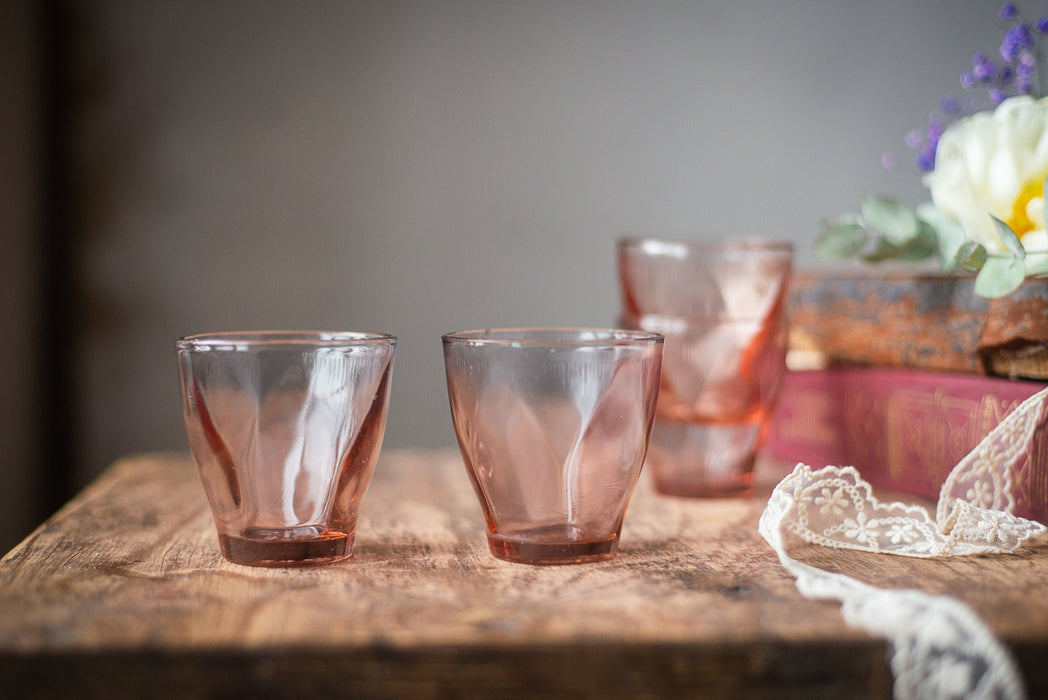 Vintage Pink Shot Glasses – Mid-Century Barware Set