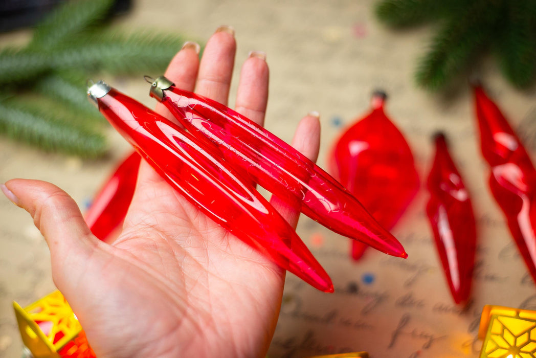 Vintage Red Glass Christmas Ornaments, Set of 6 – 1950s