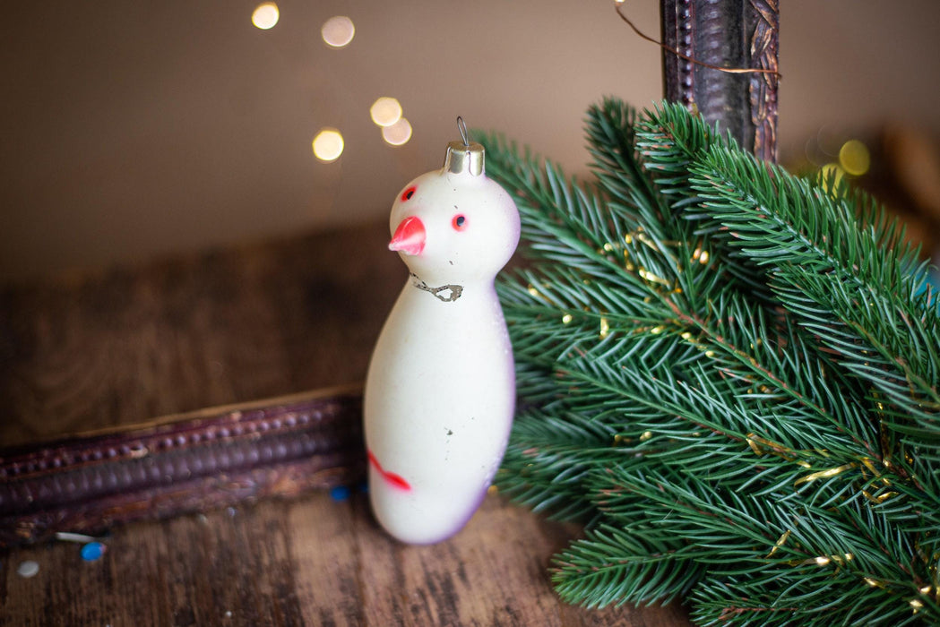Vintage Penguin Glass Christmas Ornament, Frosted 1950s