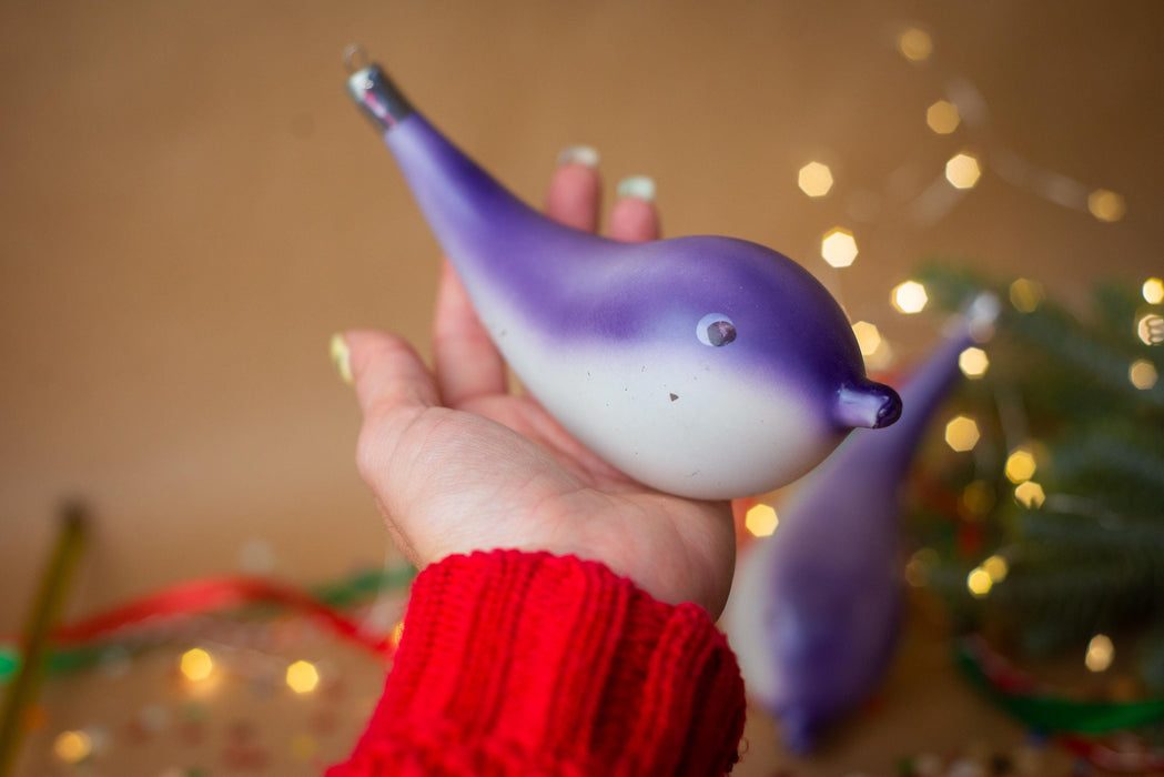 Vintage Purple Ombre Glass Dolphin Christmas Ornament