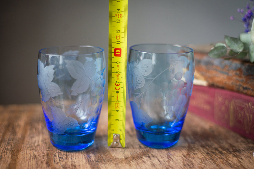 Vintage Blue Glass Tumblers – Mid-Century Set