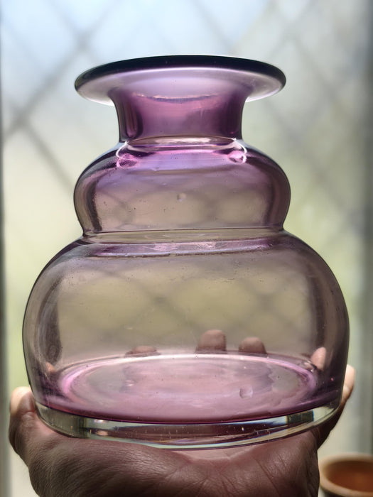 Mid Century Purple Glass Vase, Small Amethyst Bud Vase Decor