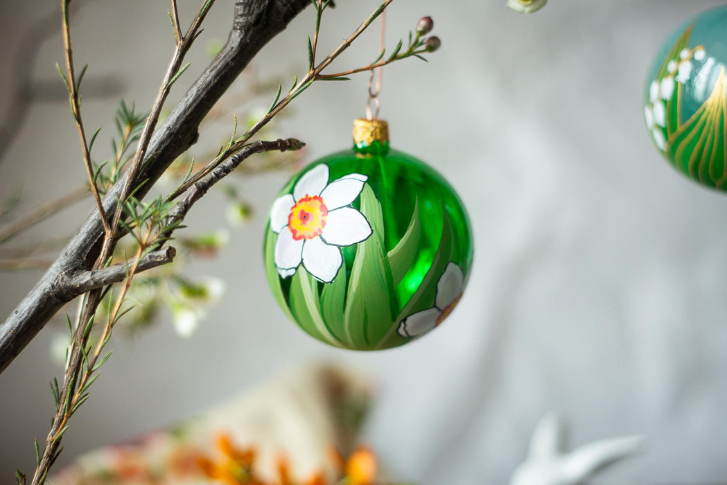 Hand Painted Easter Baubles – Floral Hanging Decorations | Glass Ornaments 9cm