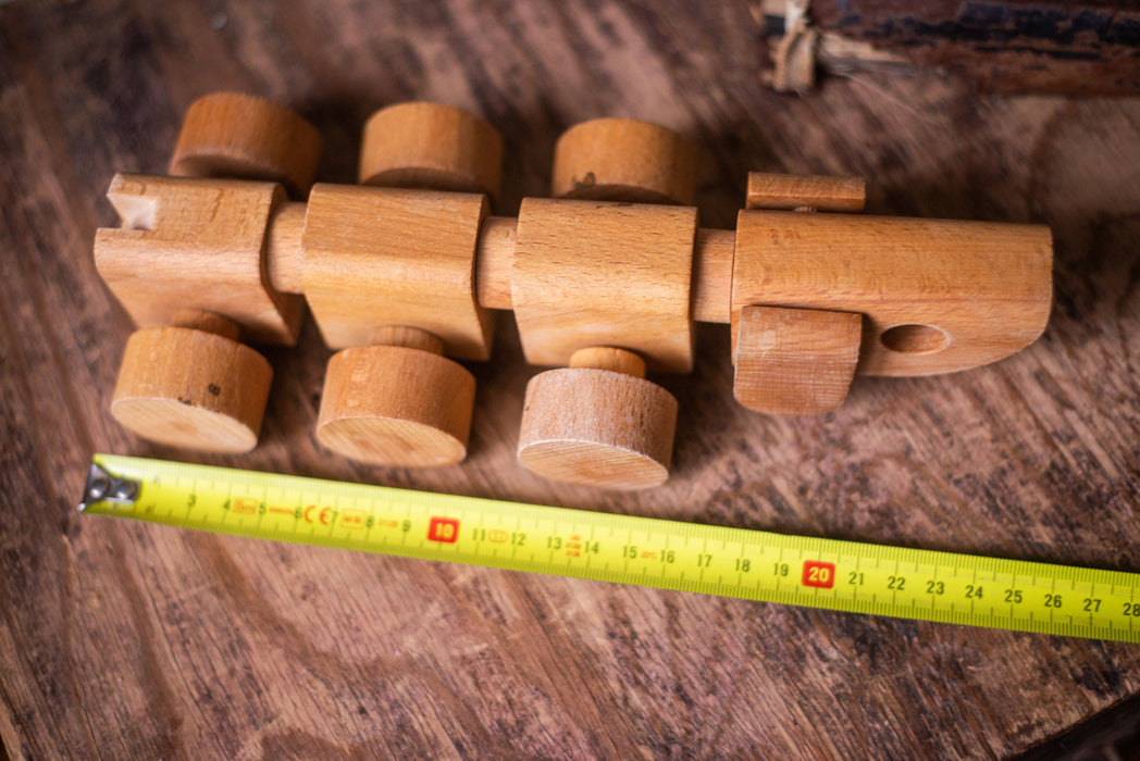 Vintage Wooden Dog Toy, Natural Wood Pull-Along Puppy on Wheels