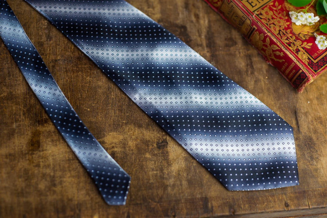 Vintage Designer Silk Neckties, Black Gray Silver Tie Collection, Formal Menswear