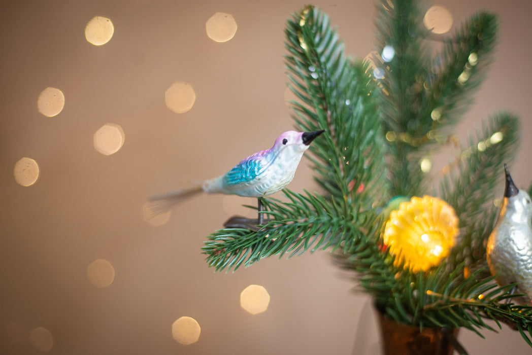 Vintage Glass Bird Clip On Christmas Ornament