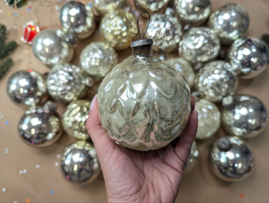 Artichoke Large silver vintage glass Christmas ornaments