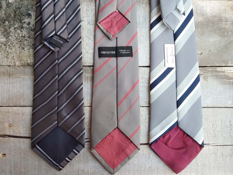 Vintage Striped Tie – Men's Necktie | Formal Suit Tie | Gray Necktie | 90s Men's Fashion