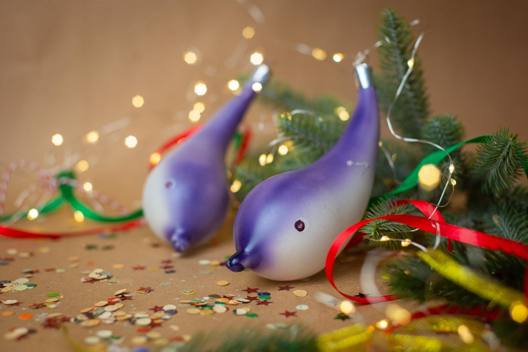 Vintage Purple Ombre Glass Dolphin Christmas Ornament