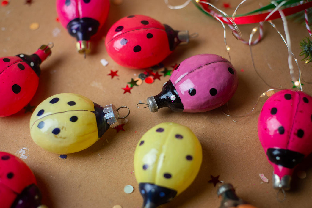 Ladybug Christmas Ornament, Vintage Glass Christmas Tree