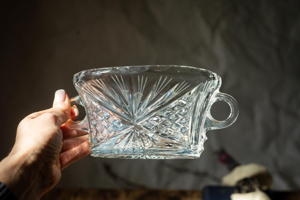 Vintage Cut Crystal Ice Bowl with Handles – 1970s