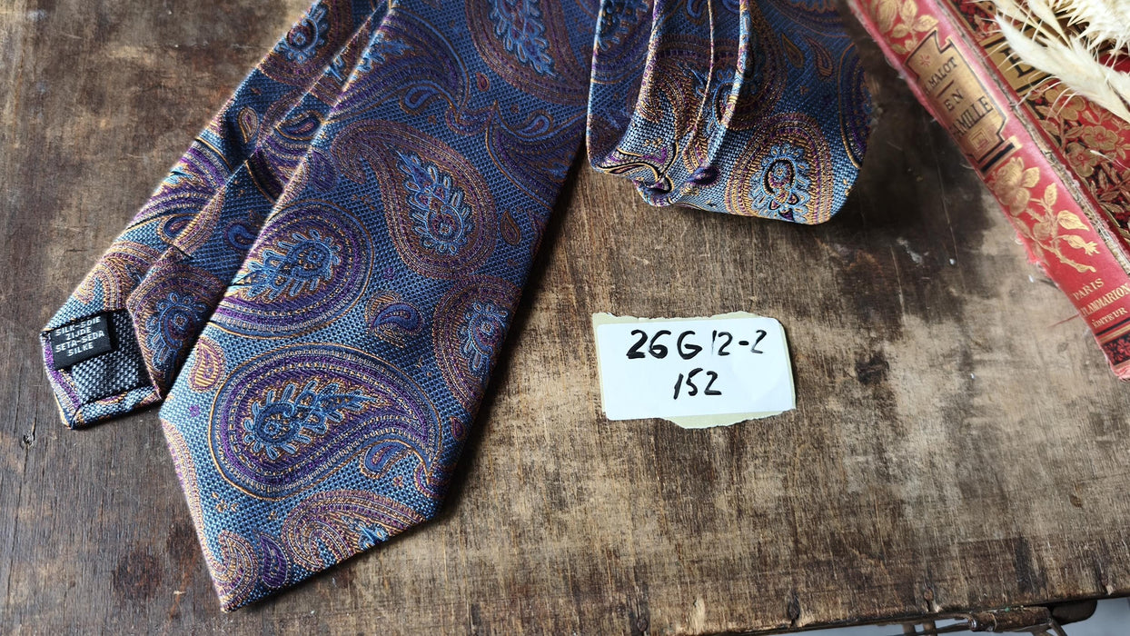 Vintage Silk Designer Ties Crochet & Biaggini, Paisley Geometric Neckties, Mens Formal Accessories
