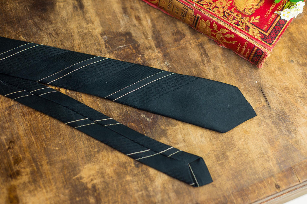 Vintage Designer Silk Neckties, Black Gray Silver Tie Collection, Formal Menswear