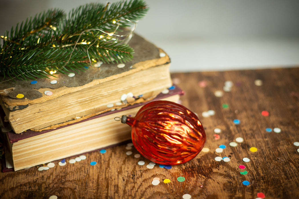 Golden Glass Nut Ornaments Vintage Walnut Almond
