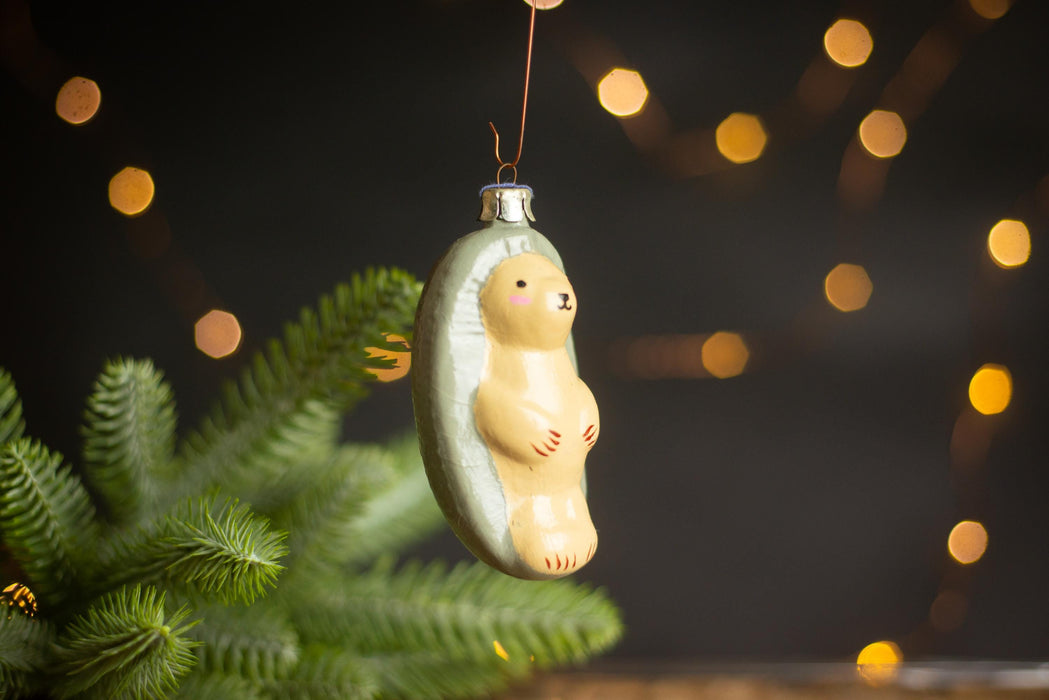 Vintage Restored Hedgehog Ornament, Woodland Glass Xmas
