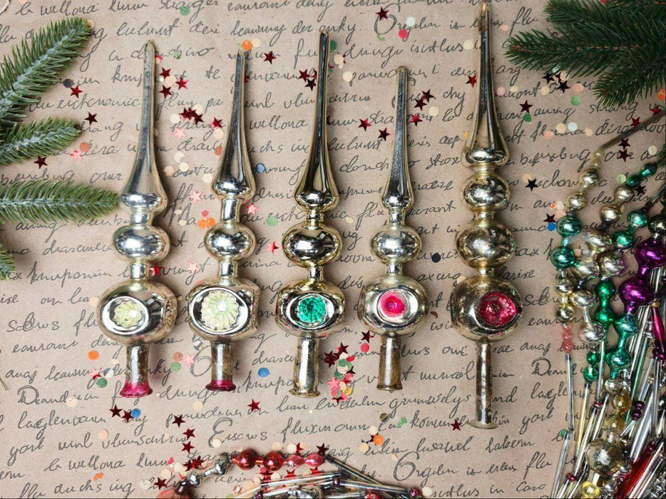 Vintage Silver Glass Christmas Tree Topper – 1950s