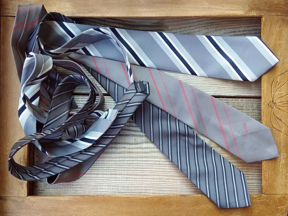 Vintage Striped Tie – Men's Necktie | Formal Suit Tie | Gray Necktie | 90s Men's Fashion