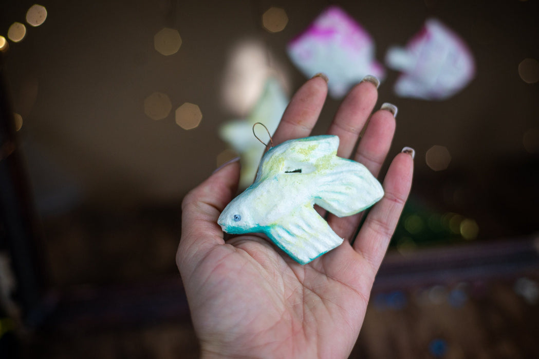 Vintage Fish Christmas Ornaments, Styrofoam Xmas Tree