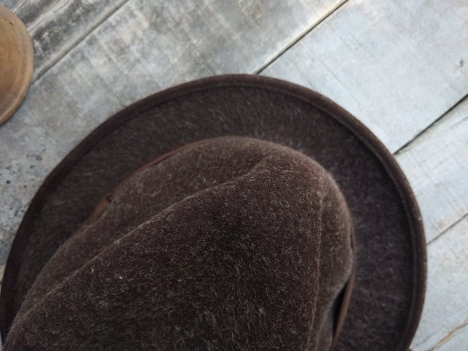 Vintage Felt Homburg Hat, 1970s Brown Unisex Classic Fall Winter Style