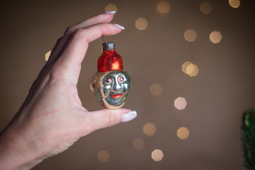 Clown head, Christmas 50th glass ornament