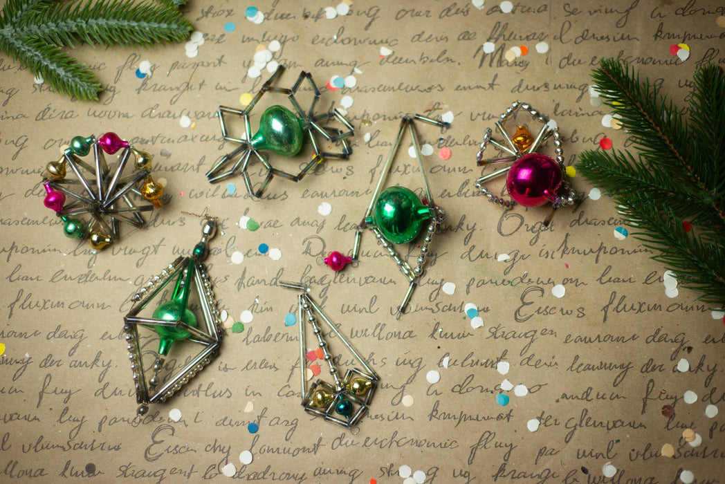 Vintage Sputnik Glass Ornaments – Set of 6