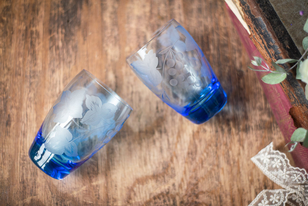 Vintage Blue Glass Tumblers – Mid-Century Set