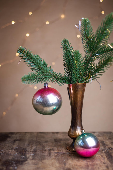 Rainbow Vintage Glass Christmas Ornaments – 1970s Boho Xmas Set (3–12 pcs)