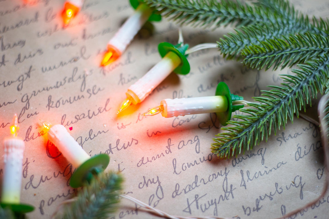 Vintage Clip On Candle Tree Lights, Retro Christmas Garland, Working Long String Lights