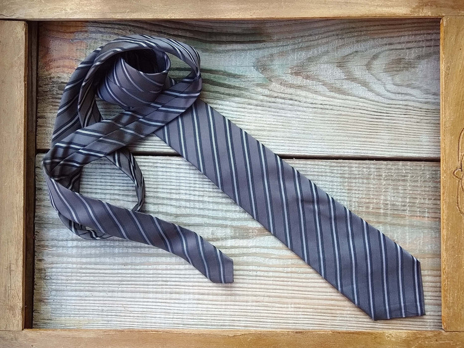 Vintage Striped Tie – Men's Necktie | Formal Suit Tie | Gray Necktie | 90s Men's Fashion