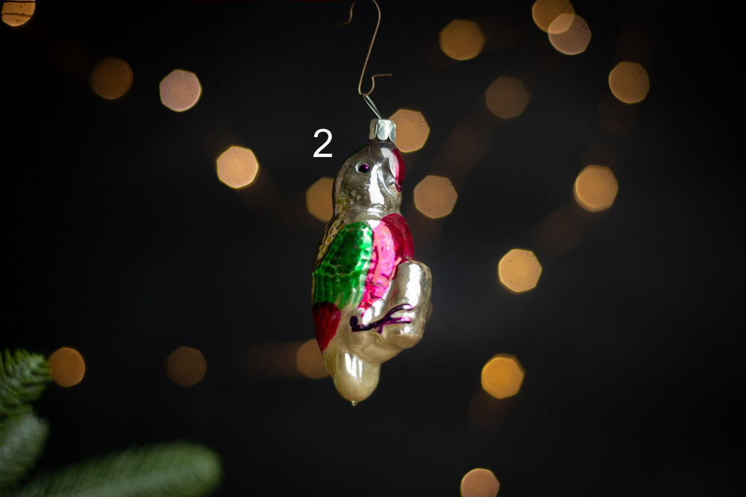Vintage Glass Parrot Ornament, Whimsical Doctor Dolittle