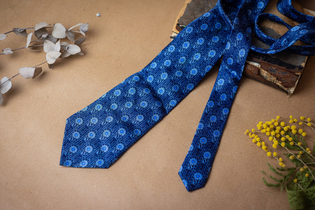 Vintage Lanvin Silk Tie, Blue Designer Necktie for Wedding Gift