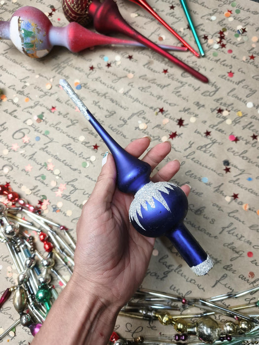 Hand-Painted Glass Christmas Tree Topper – Colorful Finial