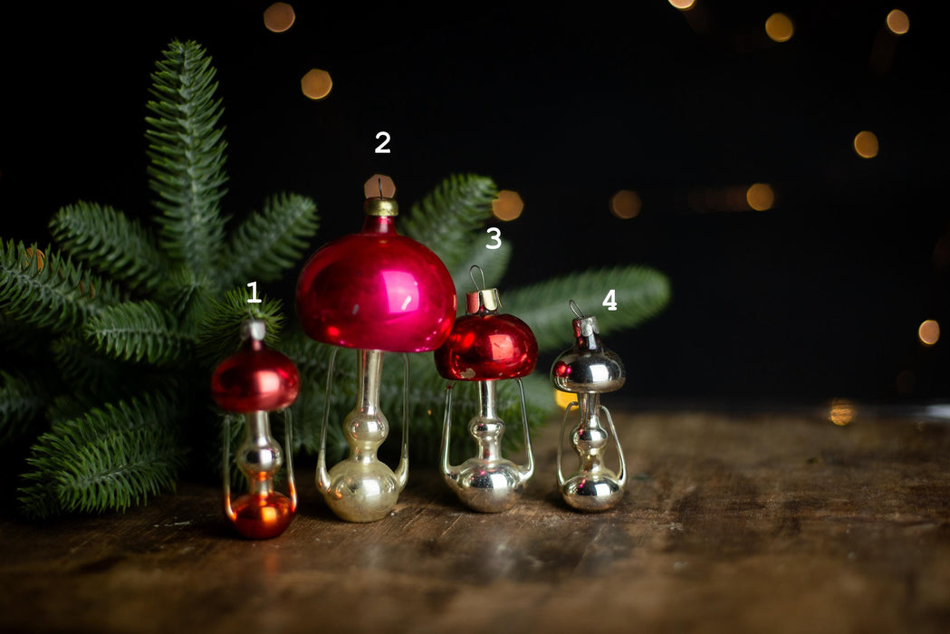 Vintage Glass Oil Lamp Ornament, USSR 1970s Christmas