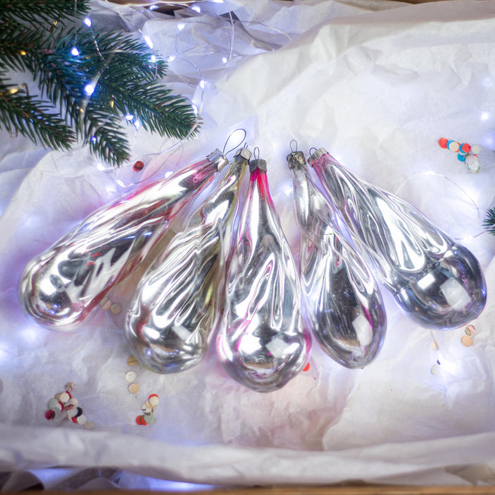 Vintage Mercury Glass Christmas Ornaments, Soviet Tree Baubles