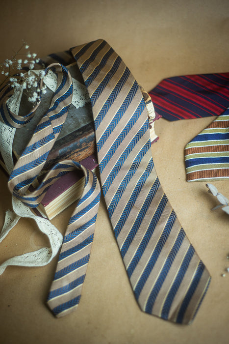 Cerruti 1881 vintage necktie, silk stripe neckties for men, best man gift