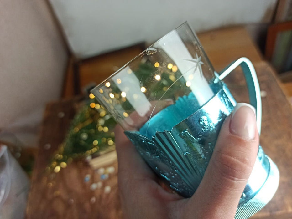 Vintage Podstakannik Holders' Pair 1970s Metal Tea Glass Holders.