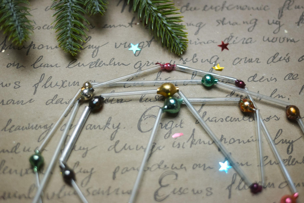 Vintage Bugle Bead Garland, Soviet Glass Garland 1970s