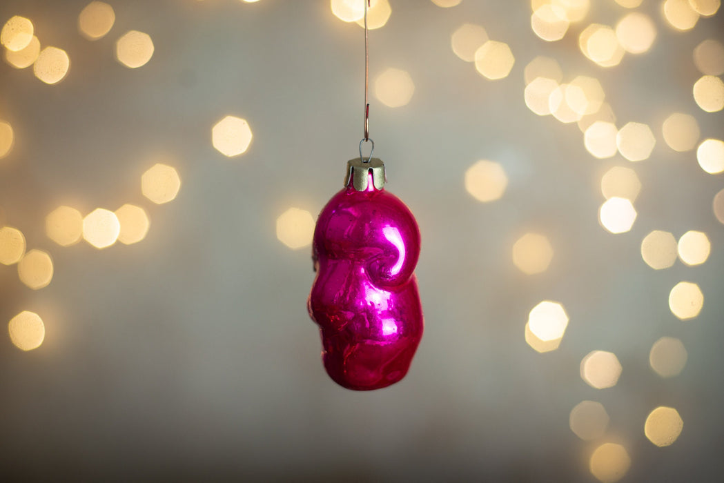 Gnome figurine, 1970s vintage glass Christmas ornaments
