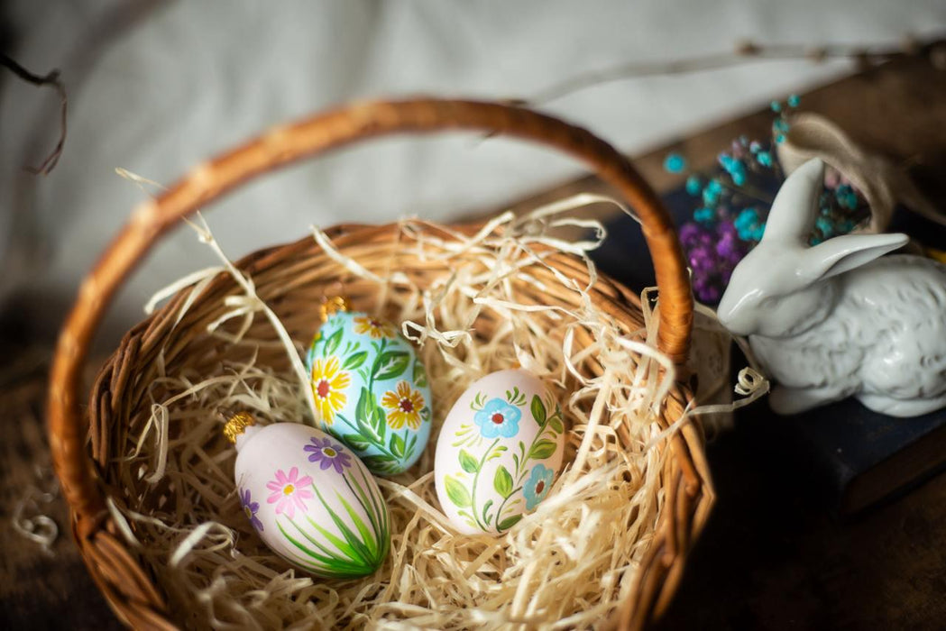 Hand Painted Easter Eggs | Spring Flower Decor & Glass Egg Ornaments - Easter Gift Ideas